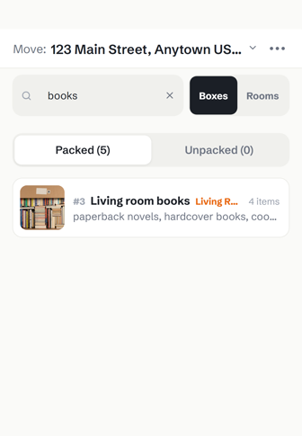 Find any item and the box it is in