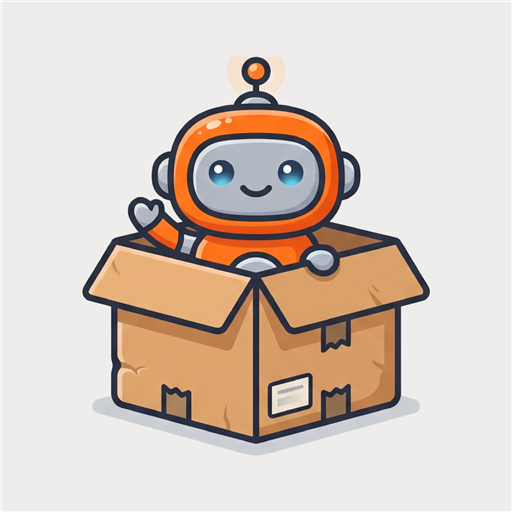 MoveBuddy robot waving from inside a moving box — the app icon